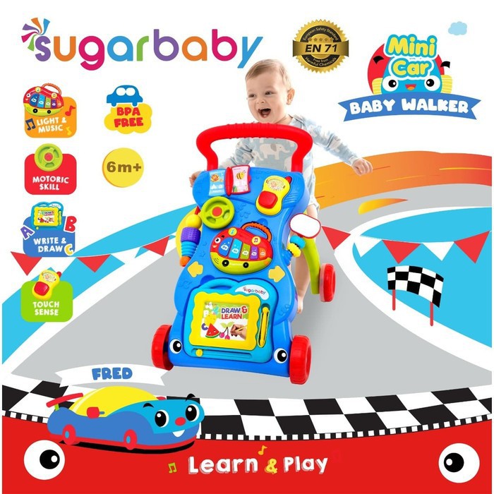 SUGAR BABY MINI CAR PUSH WALKER / BABY WALKER / ALAT BANTU JALAN BAYI