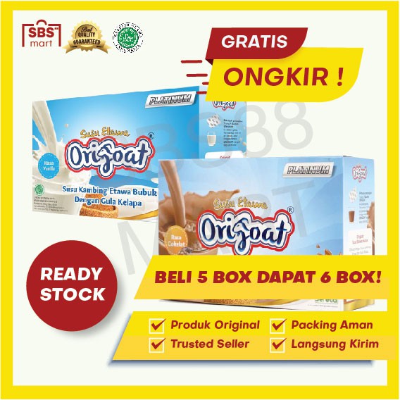 PROMO 5 GRATIS 1 - ORIGOAT PLATINUM - Susu Kambing Ettawa Gula Kelapa - Asam Lambung Maag Pencernaan