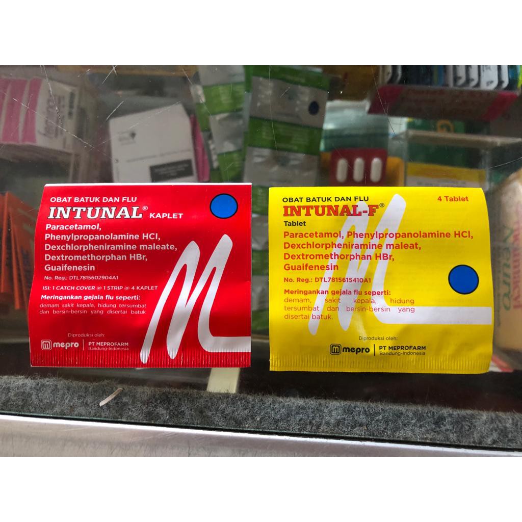 INTUNAL Forte Kuning &amp; Intunal Merah Strip - Obat Demam Batuk Pilek Tablet