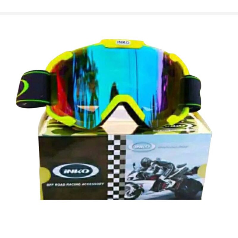 KACA GOOGLE INKO KACA GOOGLE CROSS KACA HELM CROSS KACA GOOGLE CROSS SILVER RAINBOW VISOR HELM KACA HELM ORIGINAL