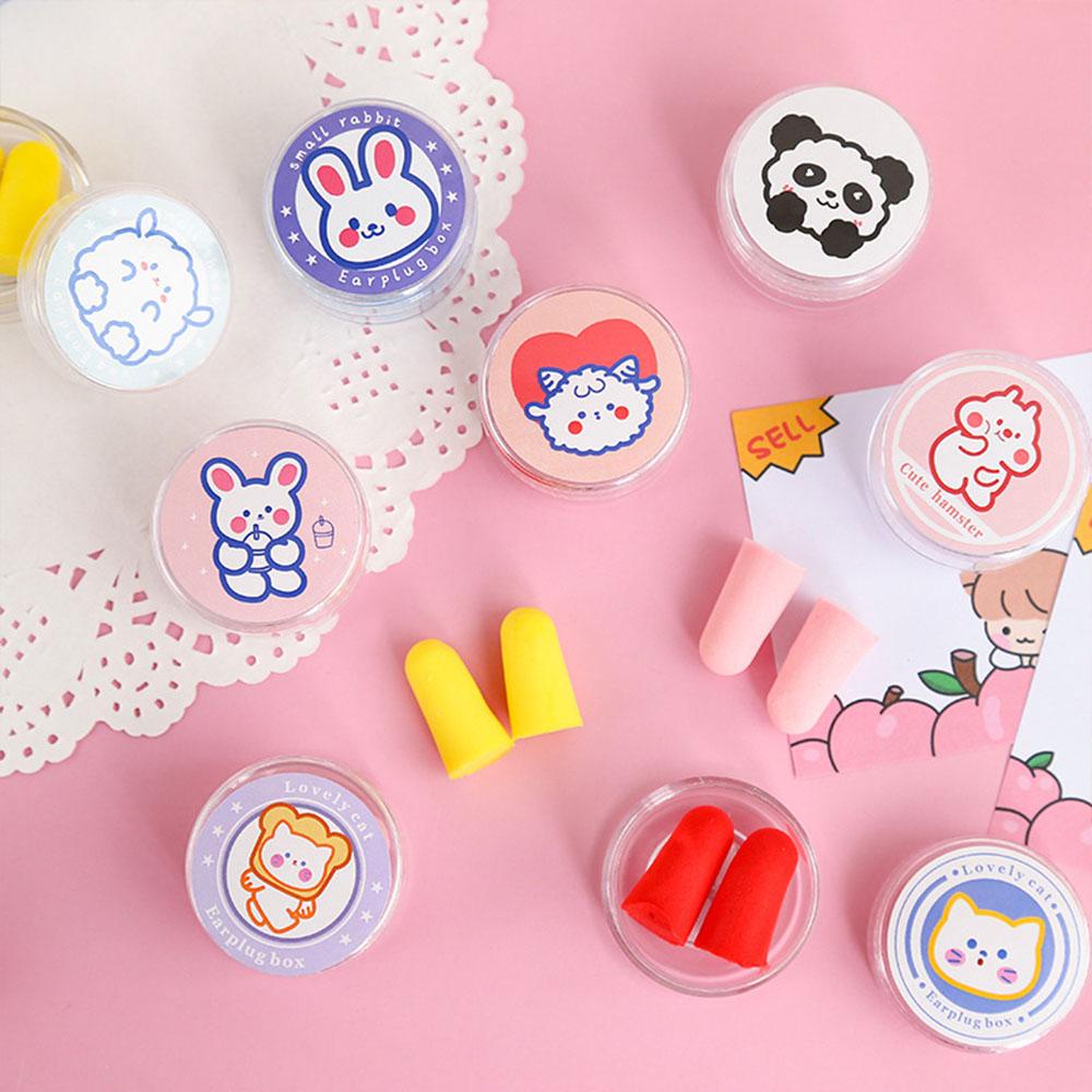 AUGUSTINA Earplug Portable Dengan Kotak Alat Bantu Tidur Insulasi Suara Peredam Kebisingan Penutup Telinga Lembut