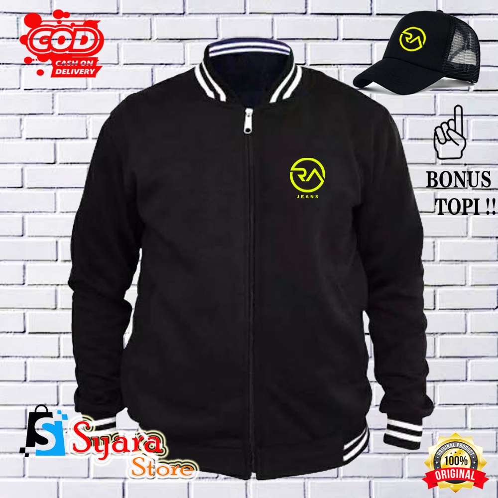 Syara Store / BONUS TOPI.. Jaket Varsity Baseball RA Jeans Kuning / Jaket Distro Varsity / Jaket Bas
