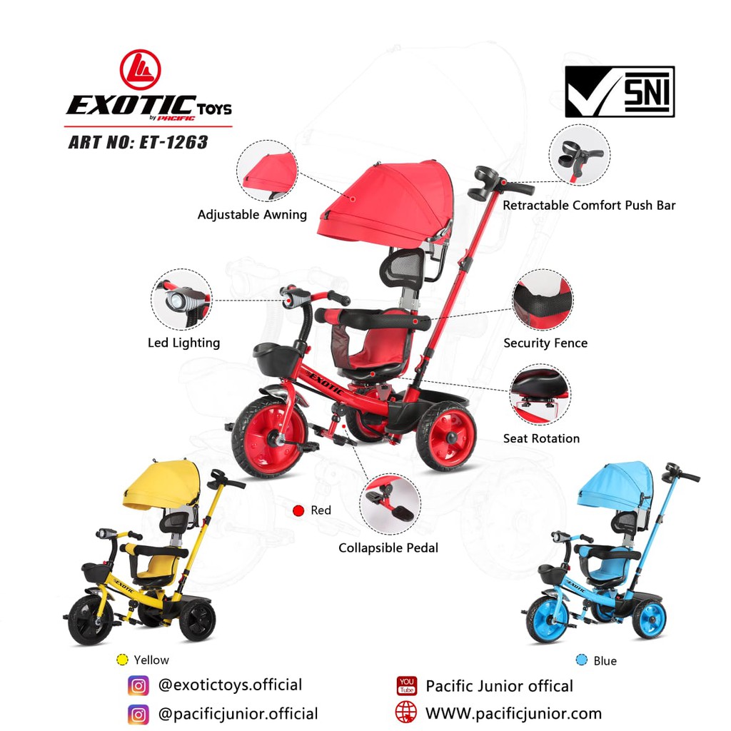 Sepeda balita roda tiga exotic ET 1262 1263 5995 sepeda roda tiga baby stroller kereta dorong anak bayi dorongan anak bayi tricycle ET1262 ET1263 ET5995 ET1265 ET 1265 ET1267 ET 1267 ET1268 ET 1268 ET2251 ET 2251 AT7705 AT 7705 AT7702 AT 7702