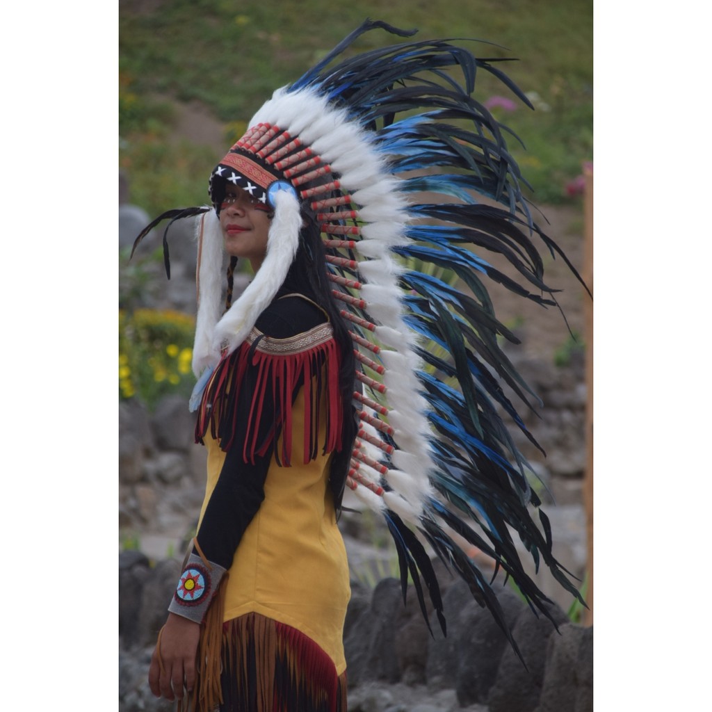 TOPI INDIAN - INDIAN HEADDRESS MEDIUM AYAM BILABONG BIRU