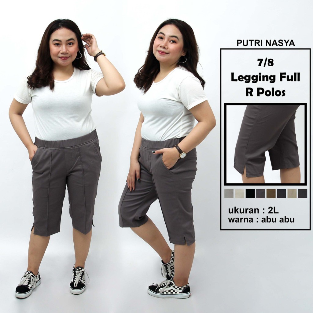 Celana 7/8 jumbo L full R polos / baggy pant jumbo / celana pendek 8L-6L-5L-4L-2L-XL-S fitto L