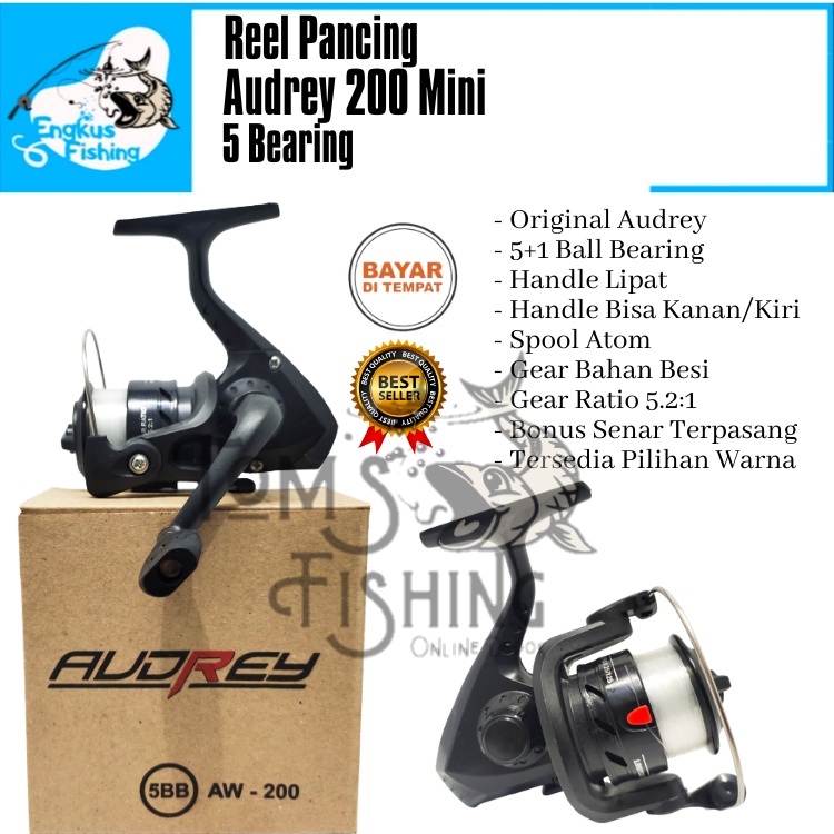 Reel Pancing Audrey 200 5 Bearing (bonus senar) Murah Berkualitas - Engkus Fishing