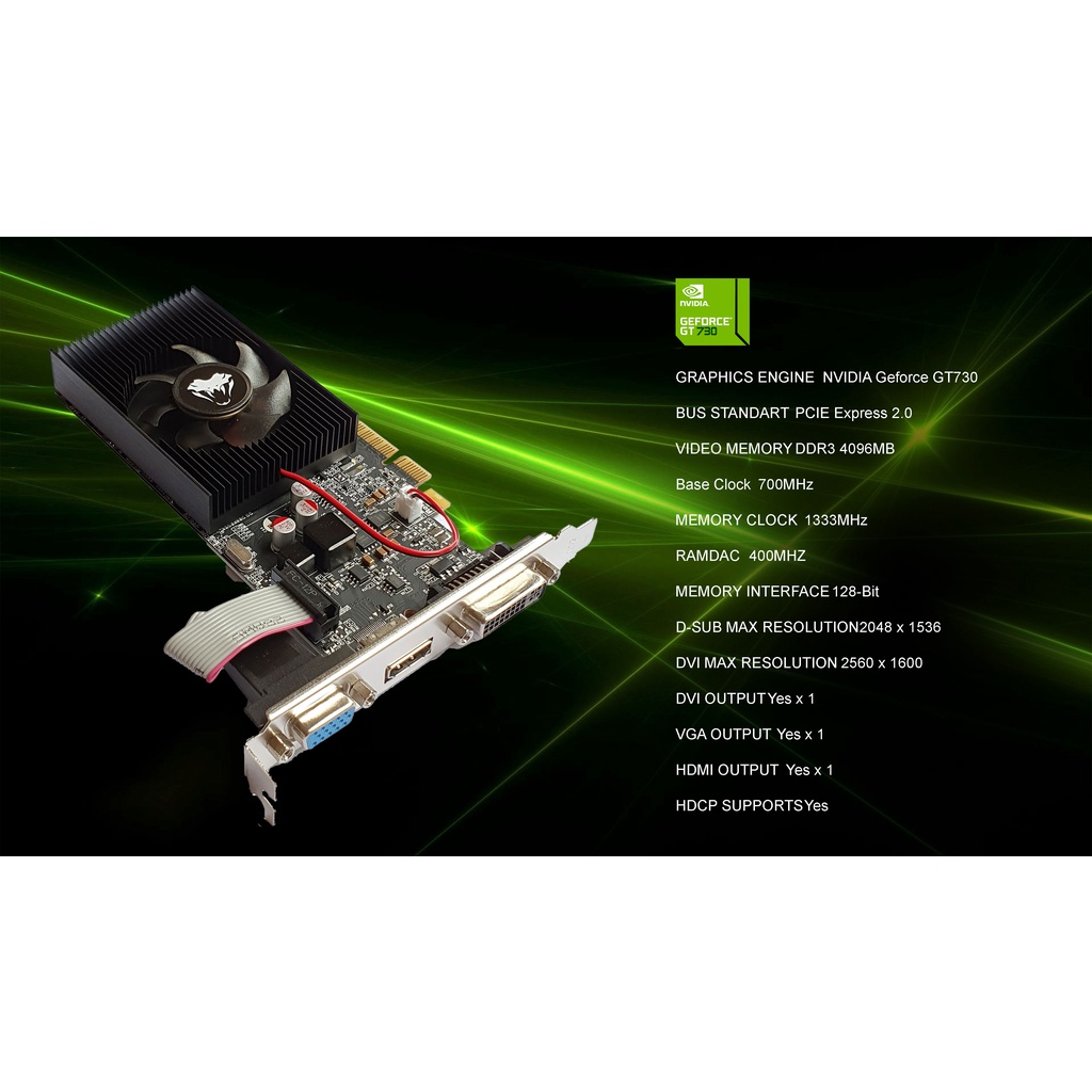 VGA Card VENOMRXS NVIDIA GEFORCE GT 730 2GB / 4GB GDDR3 128bit HDMI,VGA,DVI