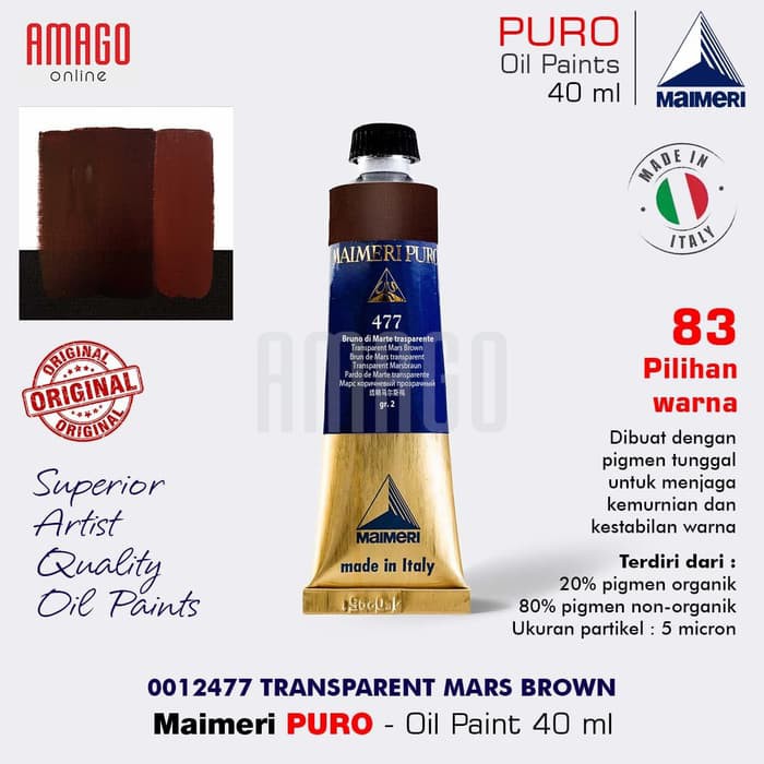 MAIMERI PURO - OIL PAINT - TRANSPARENT MARS BROWN - 40ML - M0012477