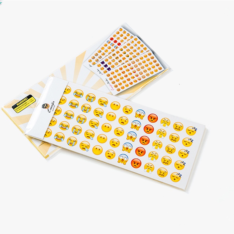 12 Lembar Stiker Emoji Mini Lucu Kreatif