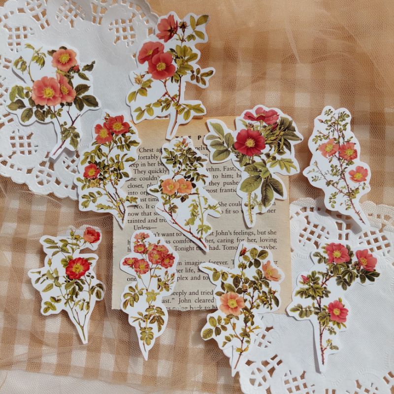 

10pcs flower transparan sticker untuk journaling scrapbook