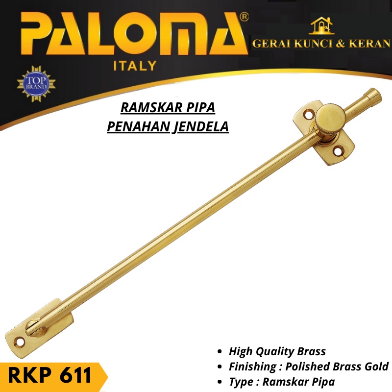 RAMKSAR PALOMA RKP 611 LAMSKAR TARIK PIPA PENAHAN BUKAAN JENDELA BRASS GOLD