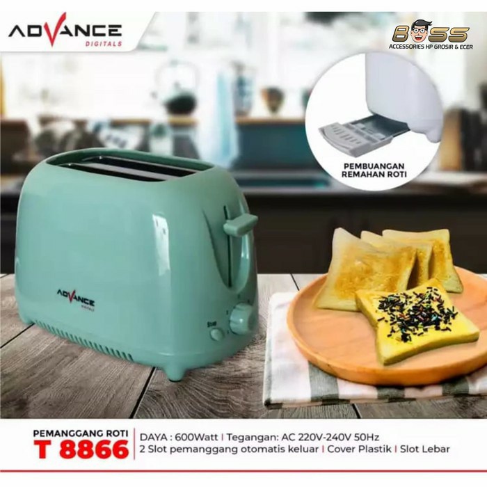 Advance Pop Up Toaster 2 Slot T8866 Pemanggang Roti Bakar