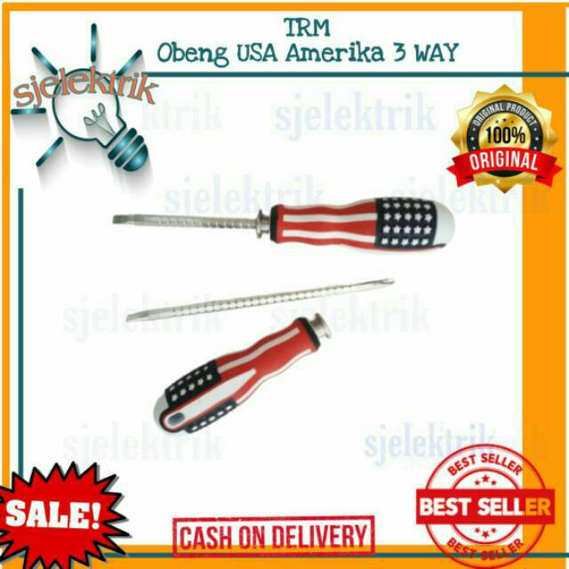 Obeng 2 Way Multi Size Motif Usa Amerika Obeng Plus Obeng Belimbing Panjang