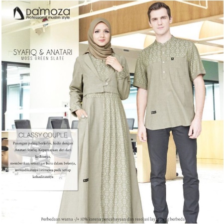 COUPLE DAMOZA SYAFIQ DAN ANATARI KOKO SYAFIQ GAMIS ANATARI // GAMIS DAMOZA ANATARI MOSS GREEN SLATE 