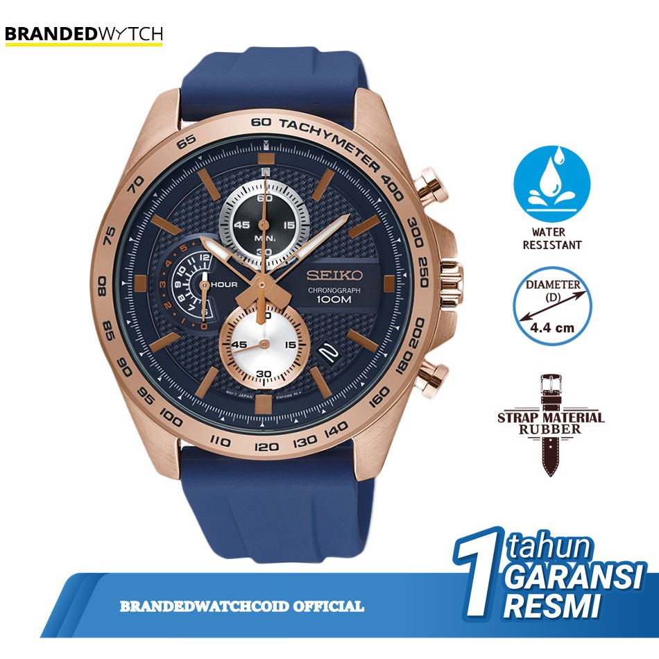 Seiko Chronograph SSB290P1 Blue Rubber Strap ORIGINAL/Jam Tangan Pria Seiko SSB290P1