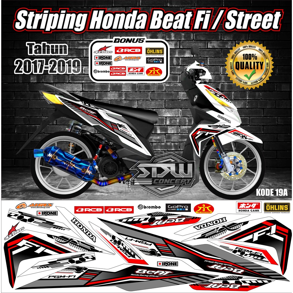 Striping Beat 2017-2019 Variasi Stiker Lis Motor Beat Kode 19