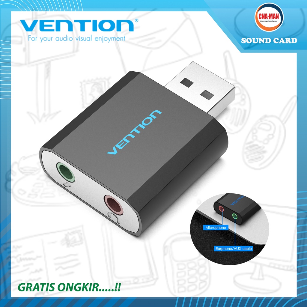 Vention USB Sound Card External Adapter for Windows Mac Linux