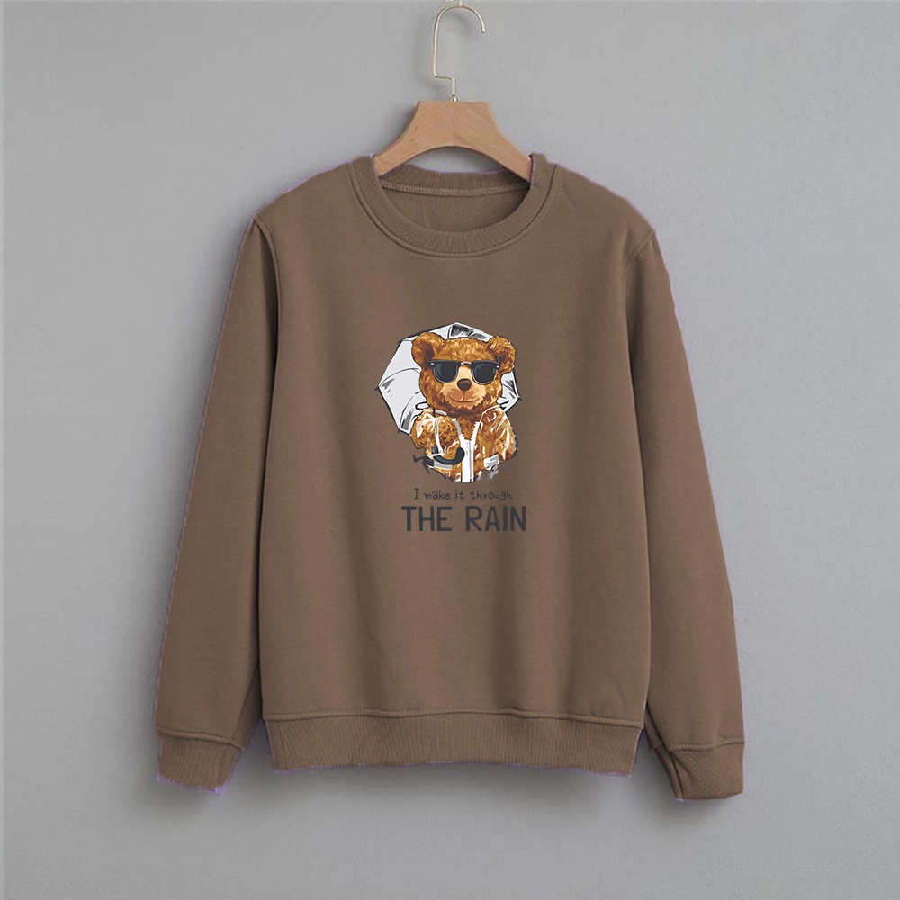 Crewneck wanita Bear rain Sweater wanita size M-XXL