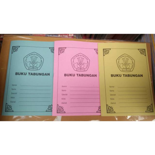 

Buku tabungan anak isi 50 buku 4 motif warna campur dan 1 motif