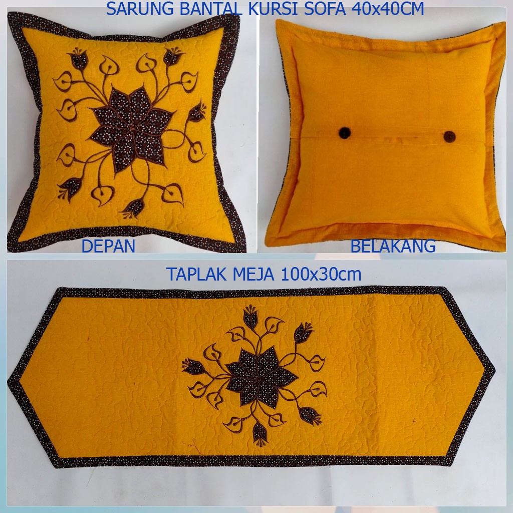 Sarung Bantal Kursi Sofa Tamu Batik Set Taplak Meja Murah