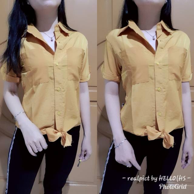 KEMEJA TALI /KEMEJA POLOS TALI WANITA-GESER-REALPICT