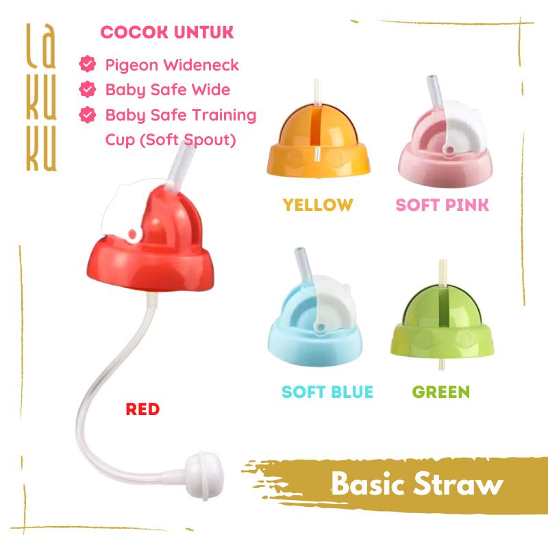 Lakuku - [GROSIR] Basic Straw Tambahan Sedotan untuk botol Pigeon Wideneck 160ml 240ml Baby Safe Wide minimum 50 pcs