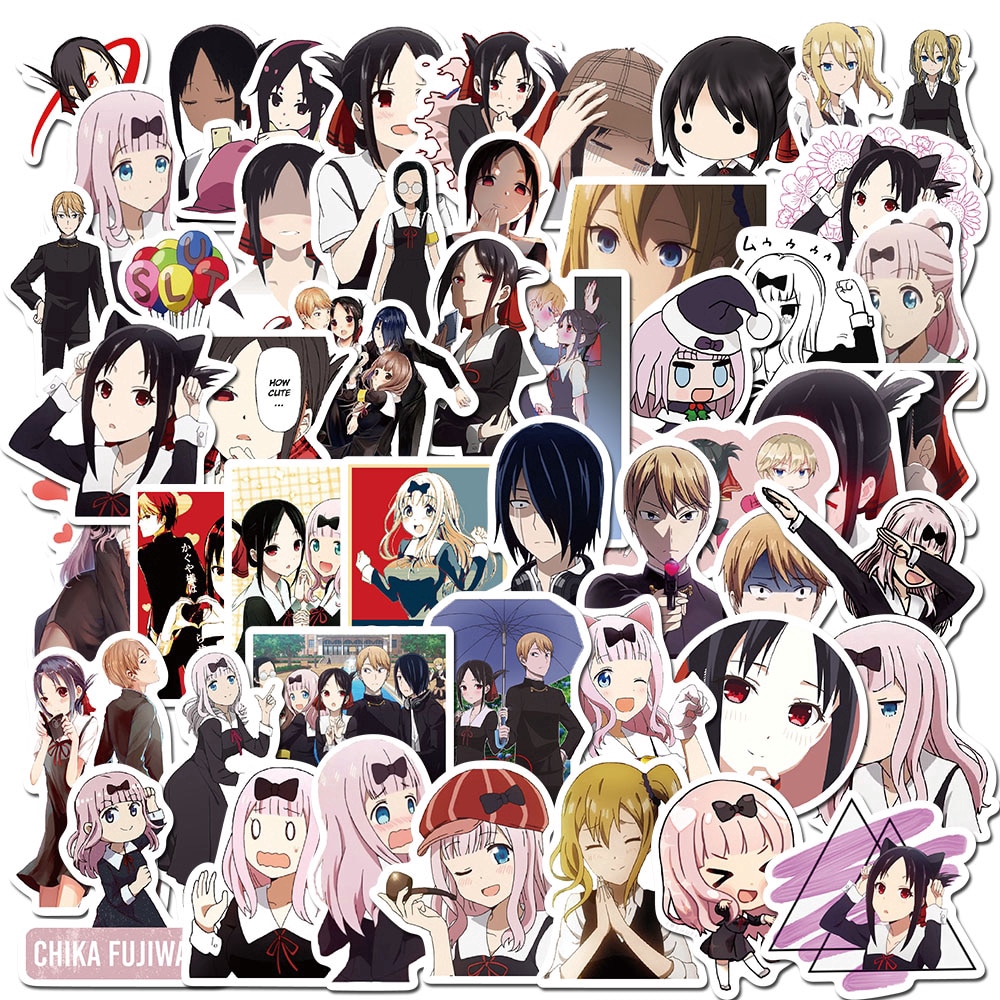 50pcs Pack Anime Kaguya-sama Love Is War Stickers For Fans Skateboard Guitar Motorcycle Laptop Waterproof Sticker Toy Decals