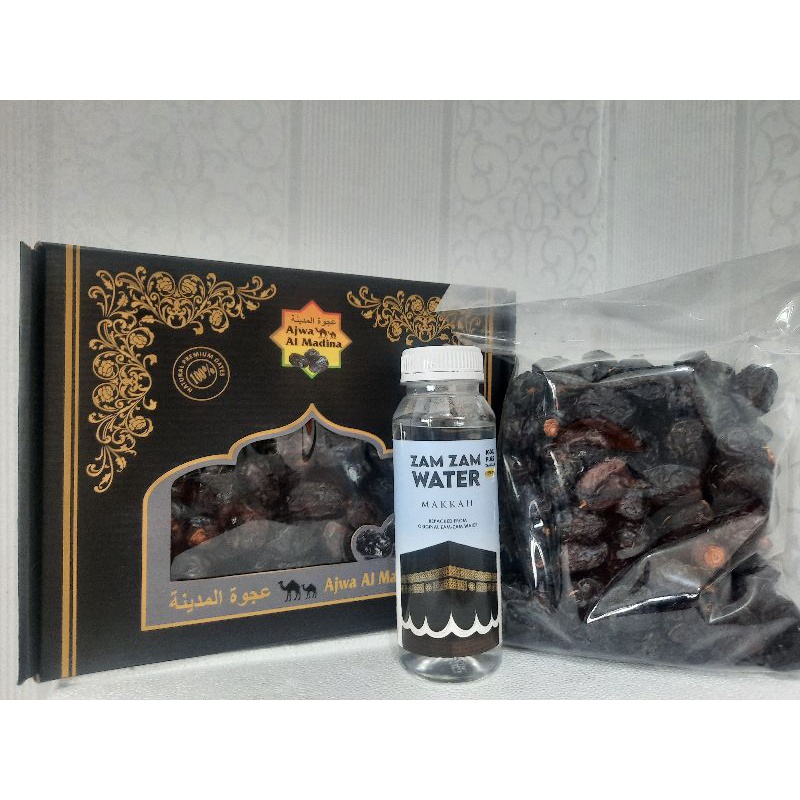 

paket 1kg ajwa premium+air zam-zam 250ml 100%original