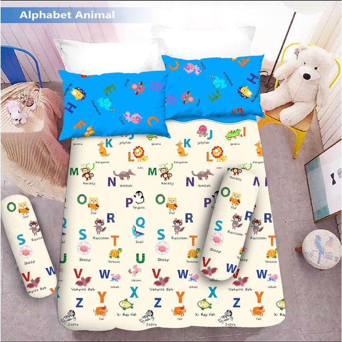 Sprei Vito - ALPHABET ANIMAL - 180x200 (King) - Tinggi 20cm #Bantal#Guling#Sprei#Bedcover#Murah