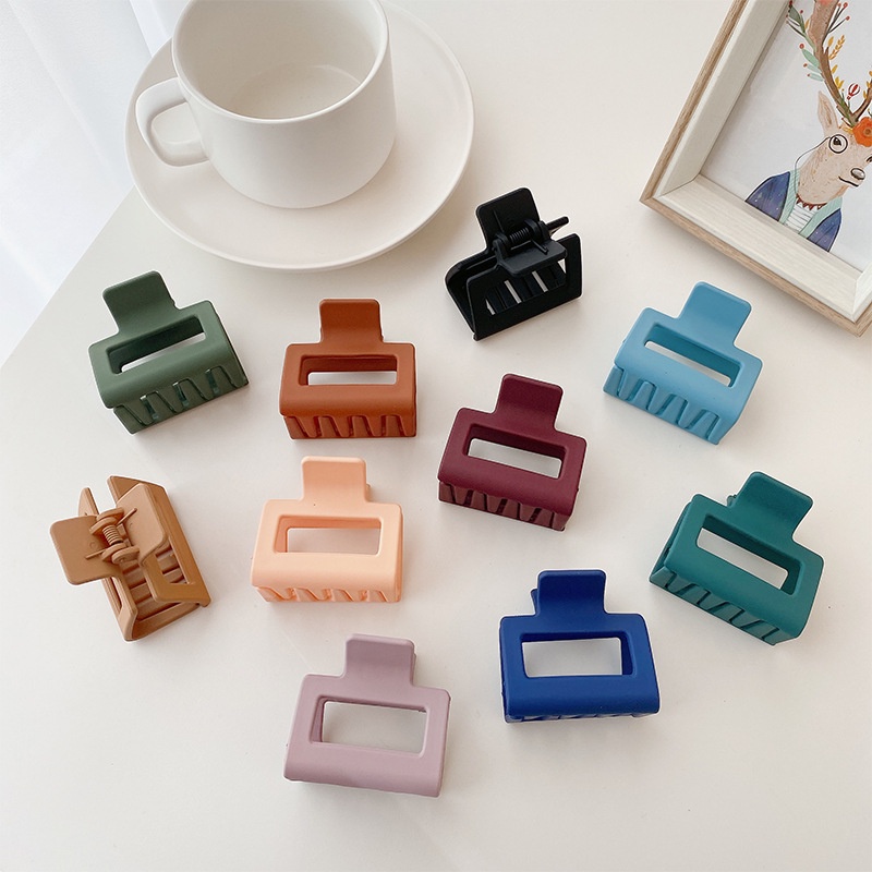 SQUARE MATTE HAIRCLIP JEPIT RAMBUT KOTAK DOFF JEPITAN PERSEGI KOREA CEPOL JEDAI WANITA ANAK HAIR CLIP CLAW AKSESORIS ACCESSORIES WARNA POLOS MEDIUM SIZE
