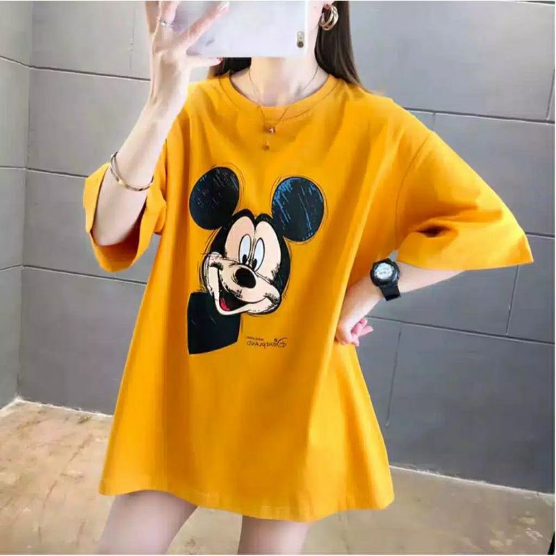 Tshirt Wanita Mickey Oversize Pakaian Wanita Big Size Fit XXXL