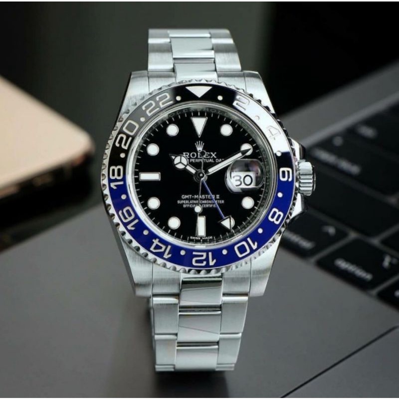Jam tangan ROLEX GMT-MASTER automatic, mesin kuning SWISS ETA fullset