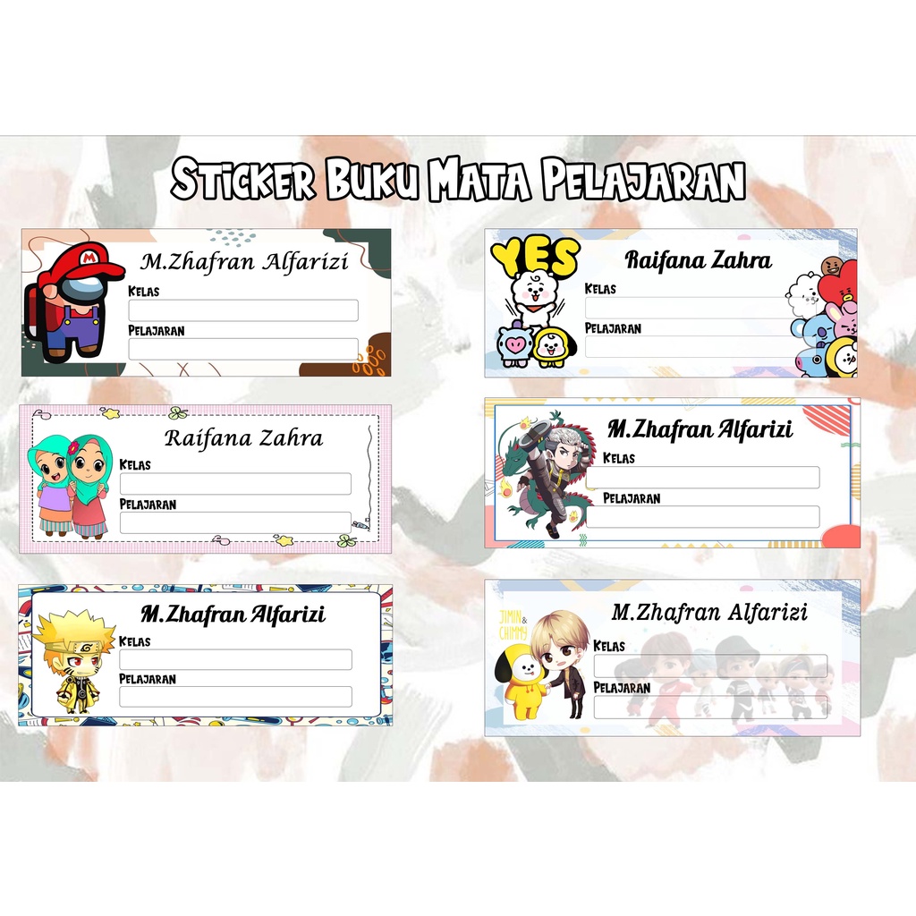 

Sticker Buku Pelajaran Custom Pakai Nama / Custom Book Name Stickers