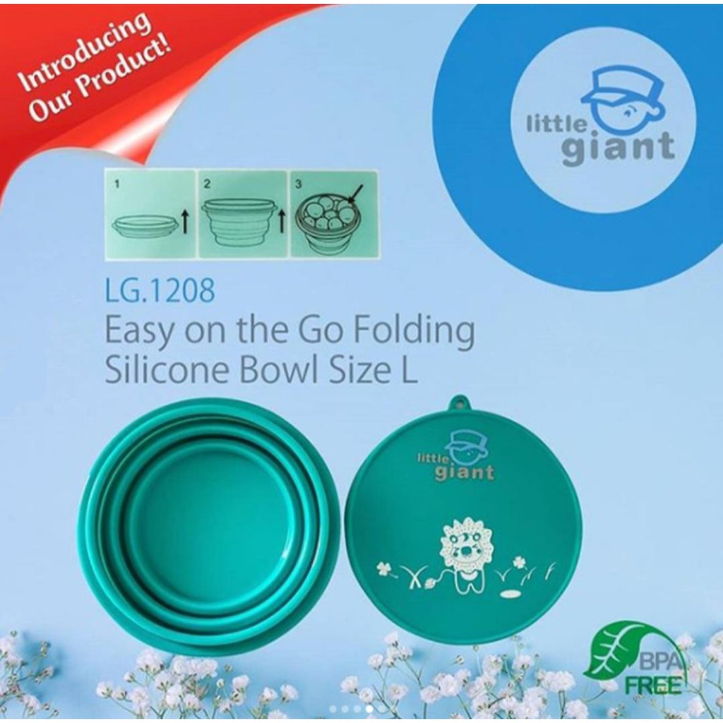 Little Giant LG 1208 Easy on the Go Folding Silicone Bowl Size L  Mangkok Makan Bayi