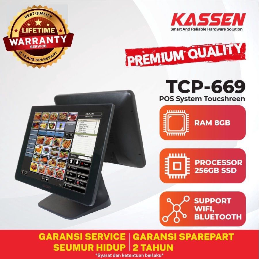 KASSEN TCP-669 WINDOWS MESIN KASIR TOUCHSCREEN + DUAL DISPLAY 15&quot; 8GB