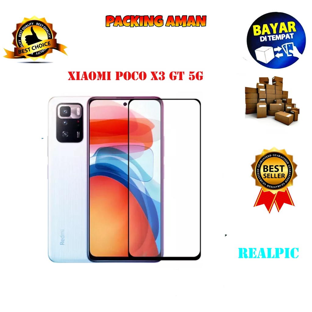 Tempered Glass Xiaomi Poco X3 GT 5G Full Cover / Full Screen Protector Anti Gores