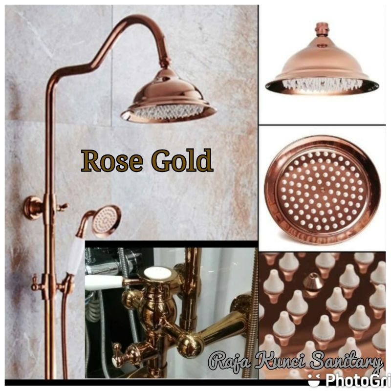 Shower Tiang/Column/Panas Dingin/Shower Set/Gold/Brass/Kuningan/Premium