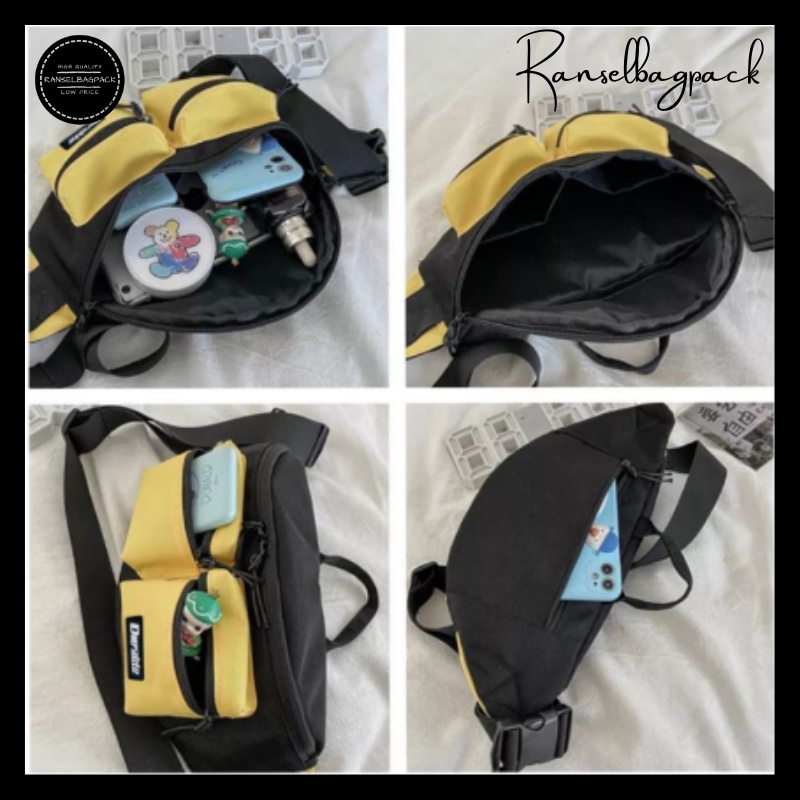 Tas Waistbag Pria - Selempang Bahu Gaya Model Kekinian Fashion Korea Terbaru Stylish Termurah Bagus Terbaru Kualitas Import Lokal Original Simple Casual Premium Classic Mini Traveling  Elegan  Unisex Laki-laki Cowok