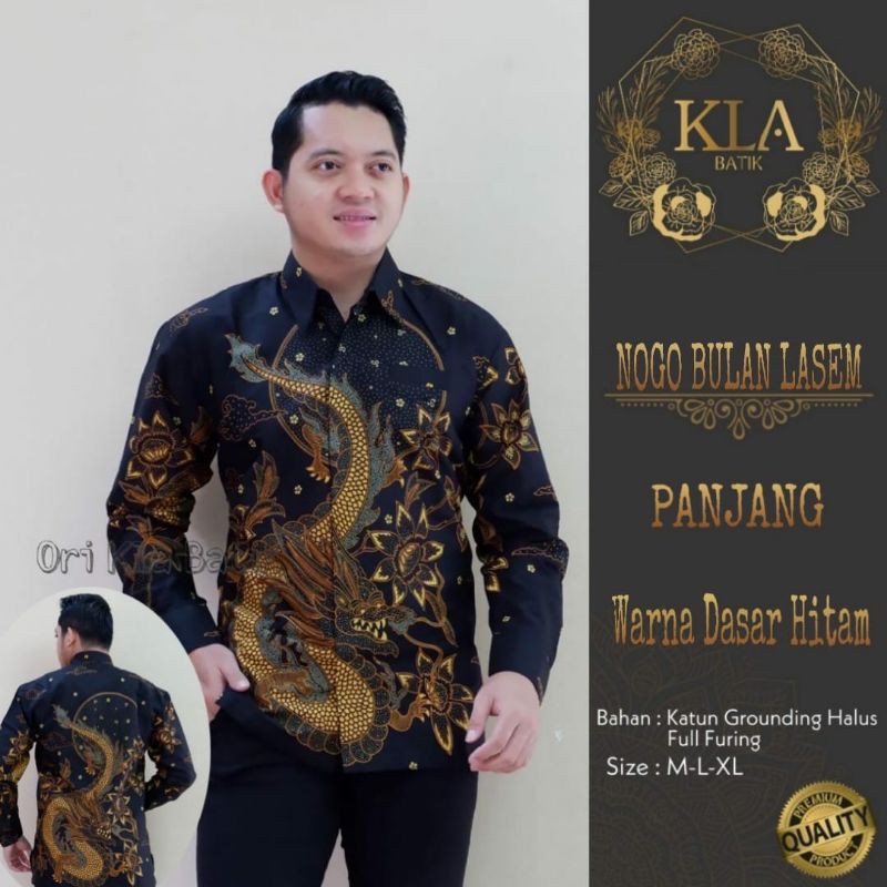 Kemeja Batik Motif Naga Warna Hitam Emas Kemeja Batik Pria Terbaru NOGO BULAN LASEM Batik Furing