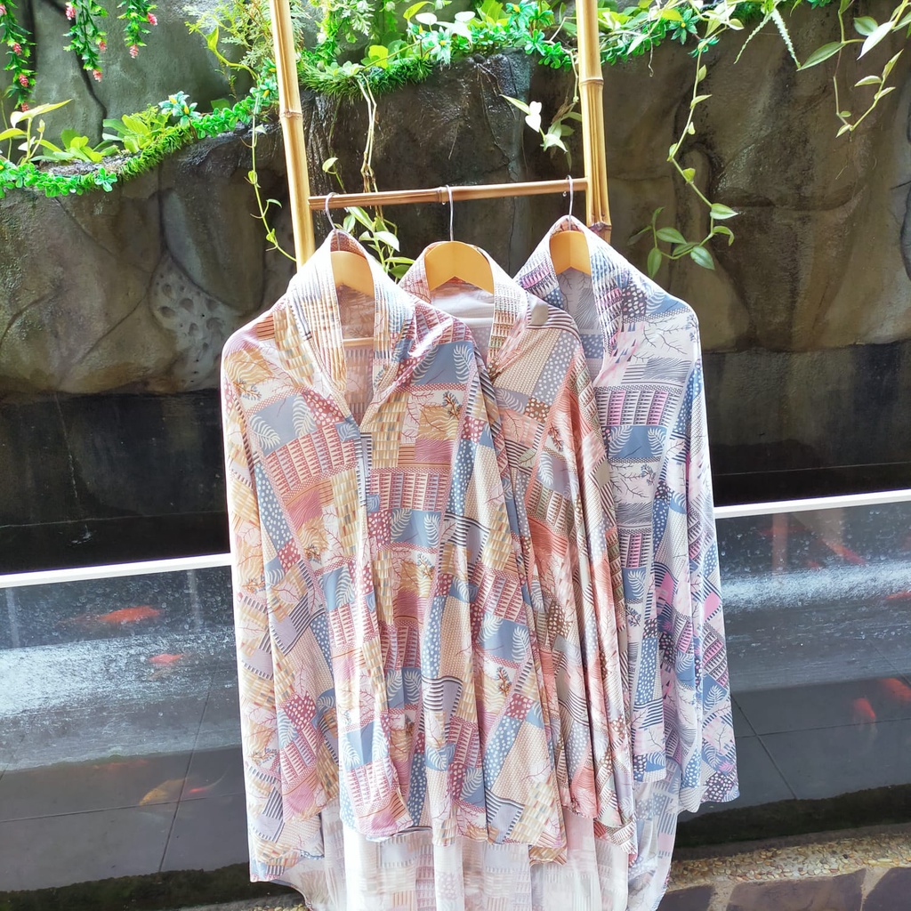 JILBAB INSTAN SLOBOK SPANDEK SUPER MOTIF DAUN  SIZE SYARI