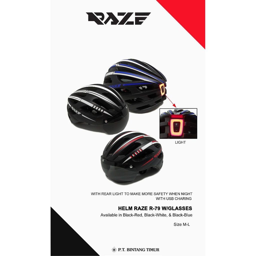 HELM SEPEDA RAZE R79 R-79 SEPEDA GUNUNG LIPAT BALAP USB LAMPU