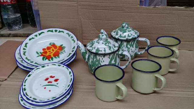 Teko Vintage Pendek + 2 Mug 7 Cm Hijau