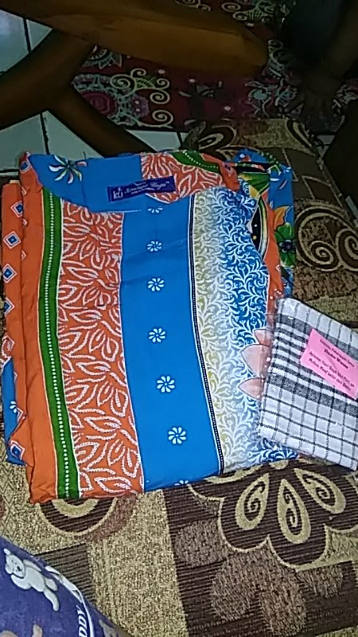 Setelan Jumbo Batik Kerah Bulat Kencana Ungu Ll 2l Ld 130 Pc 65