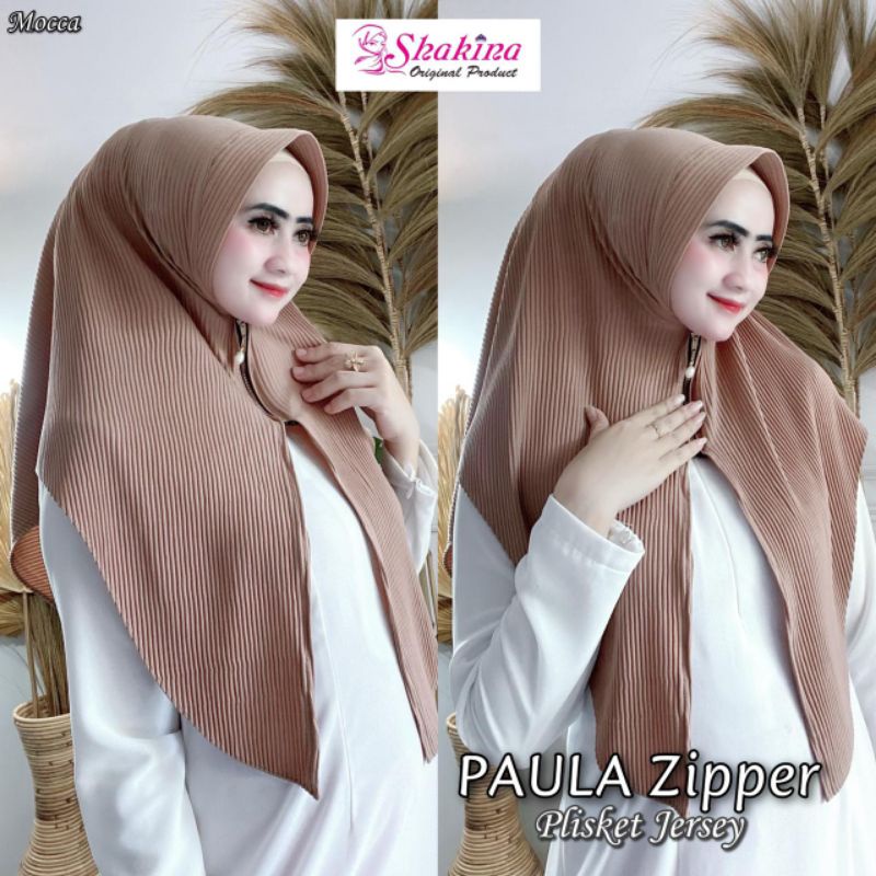 Jilbab Plisket Paula Zipper Jersey Ori Shakina Hijab