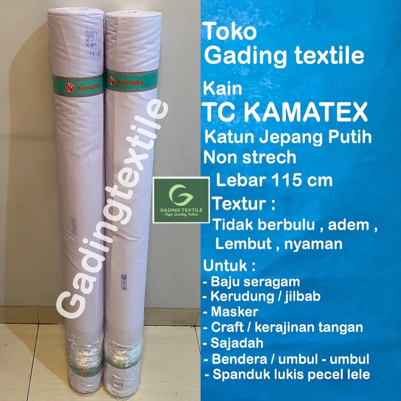 Jual Per Setengah Meter Kain Tetoron Katun Putih Tc Kamatex Lebar