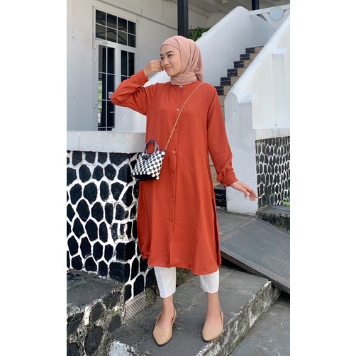 Laudya Tunik Crinkle Airflow Basic Kemeja Tunik Premium