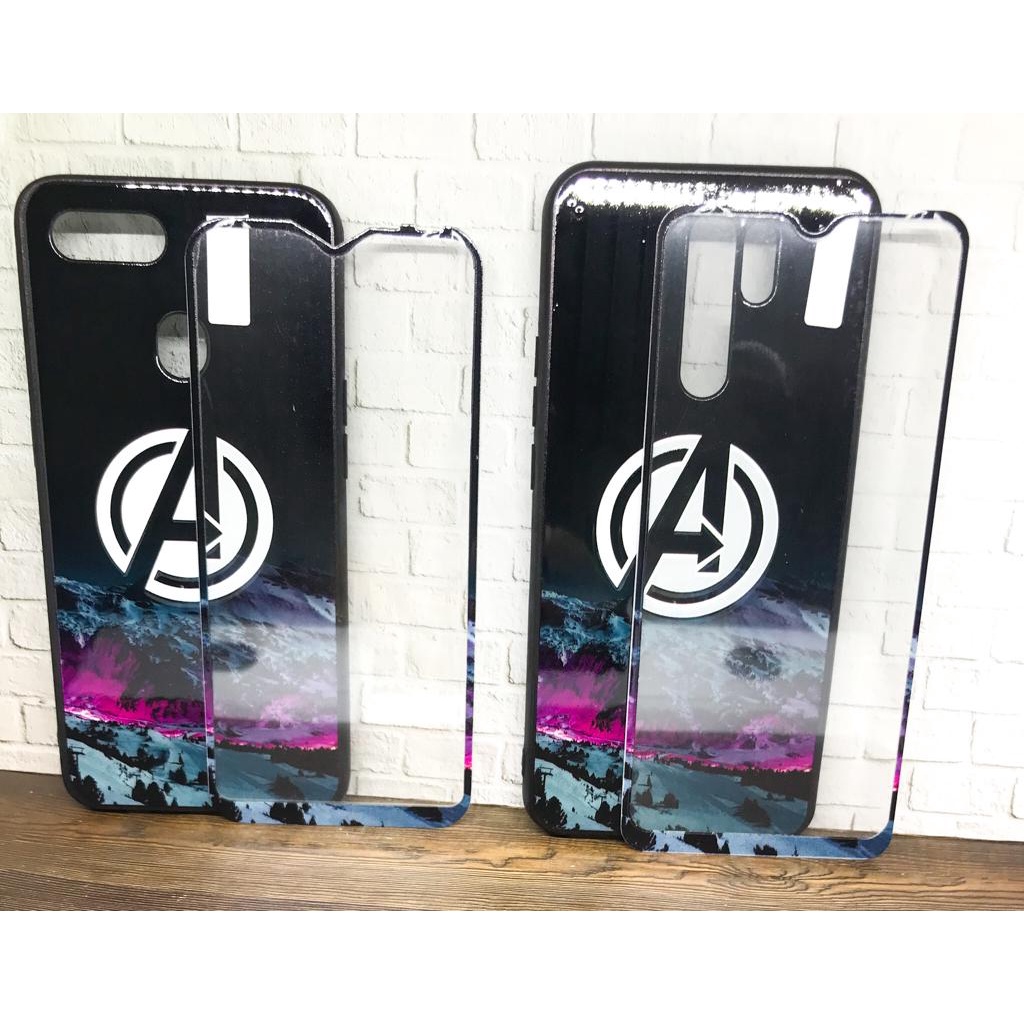 Softcase + Tempered Glass  case Casing Senada motif karakter Oppo A5s/A7/A12/A11k,A1k Realme 2 Pro/U1/U2,C2,5/C3/5i/5s,C15 Vivo Y11/Y12/Y15/Y17,Redmi 9/Prime,9A 9i HCTG 01 02 06 07 08 09