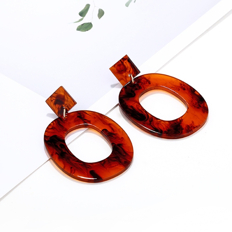 SIY  Tortoiseshell Oval Geometry Acetic Acrylic Statement Drop Earrings for Women