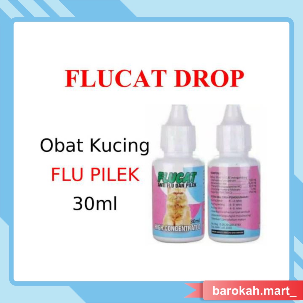 Flucat Obat Flu Dan Pilek Kucing Ampuh - Flucat Drop 30ml Terdaftar DEPTAN