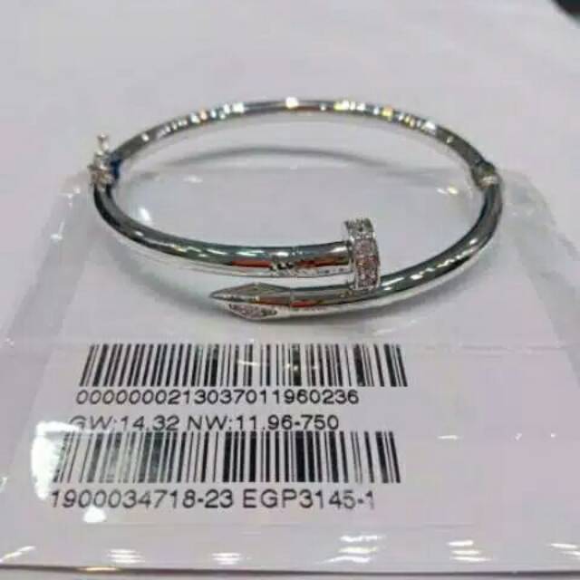 75% Gelang paku cart*er emas putih asli